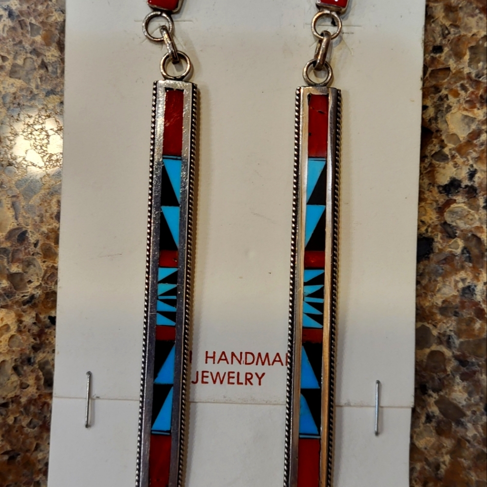 Zuni Handmade Multi Stone Earrings